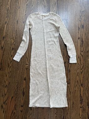 Cotton Citizen Cream Waffle Knit Midi Dress